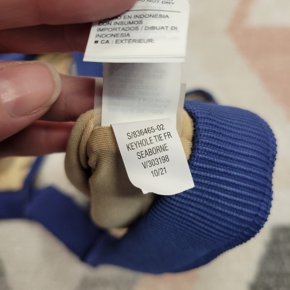 Old Navy Ribbed Blue Keyhole Front Tie Bikini Top Size 4X NEW - Picture 5 of 6